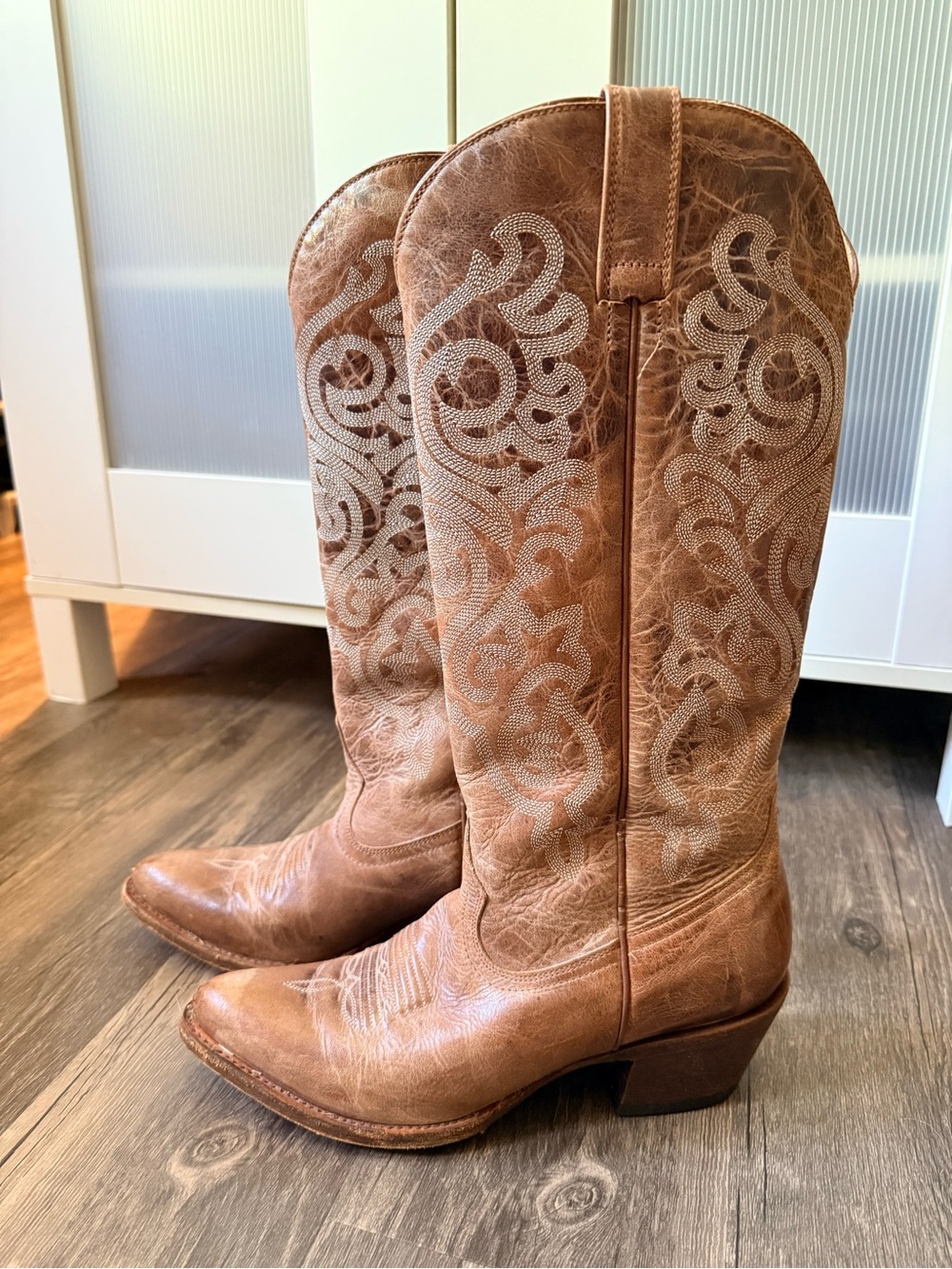 Shyanne Tan Brown Embroidered Western Knee-High Boots